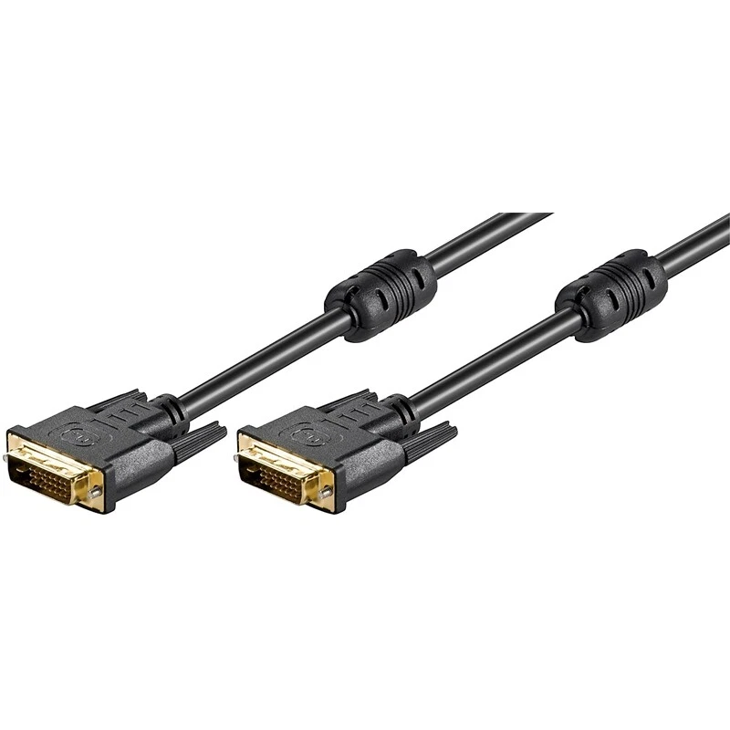 DVI auf DVI-Kabel Dual Link 2xStecker 24+1 Ferrit gold 5m schwarz - Bild 1 von 1