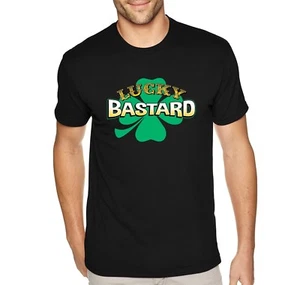 Mens Lucky Bastard Shamrock Clover Irish Beer St. Patrick's Day T-Shirt - Picture 1 of 6