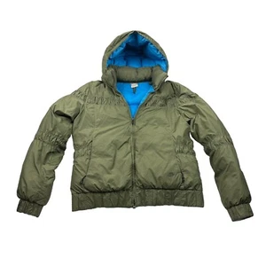 NIKE 550 Kids Teens Hooded Green Nylon Duck Down Puffer Winter Jacket L 12-14 - Picture 1 of 12