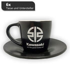 Kawasaki 6 Teilige Set Kaffeebecher mit Untersteller Teebecher Tasse Becher