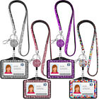 Rhinestone Bling Crystal Lanyard ID Badge Retractable Badge Reel Card Case HOT