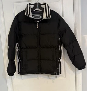 Fera Down Ski Jacket Coat Snowboard Black With White Stripes Women’s Size 6 - Picture 1 of 12