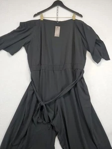 CITY CHIC Black Layered Off Shoulder Wide Leg Jumpsuit Women's Plus Size XL/22 - Picture 1 of 15