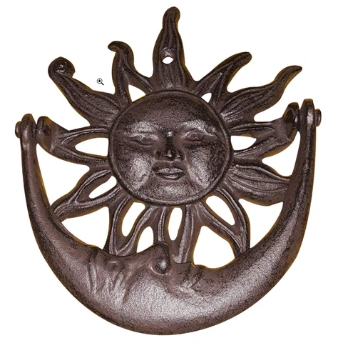 Unique Cast Iron Celestial Sun Crescent Moon Antique Door Knocker Vintage Color Cover