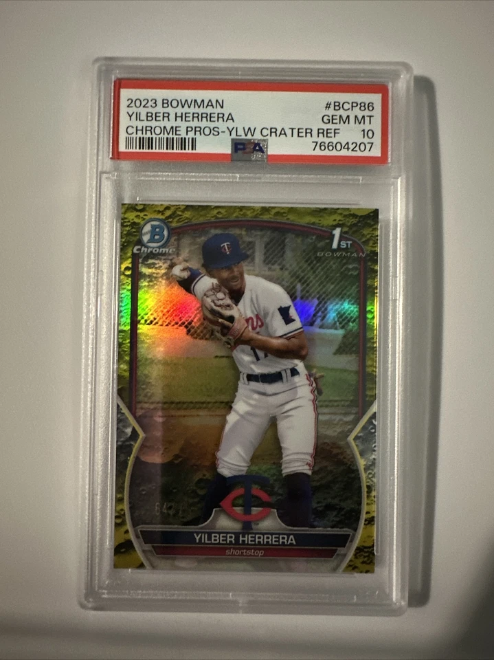 2023 Bowman Chrome Pros Yilber Herrera /75 BCP86  Yellow Crater Refractor Twins - Image 1 of 4