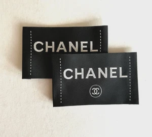 Two (2) Chanel Clothing Label Tag Sewing Replacement Black 2.75"x1.25"(70x40mm) - Picture 1 of 4