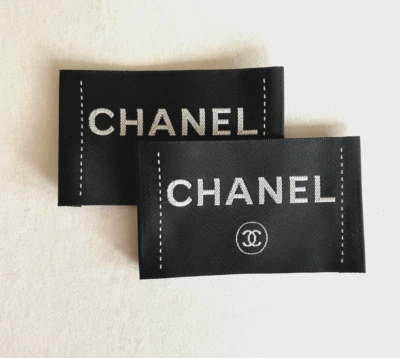 Two (2) Chanel Clothing Label Tag Sewing Replacement Black 2.75"x1.25"(70x40mm) - Image 1 of 4
