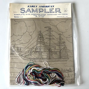 Vintage Woodchips Early American Embroidery Sampler SHIP Newport Harbour 1725 - Picture 1 of 2