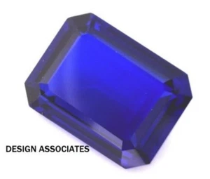 LAB CREATED BLUE SAPPHIRE 7 X 5 MM EMERALD CUT BEAUTIFUL COLOR AAA - Picture 1 of 1