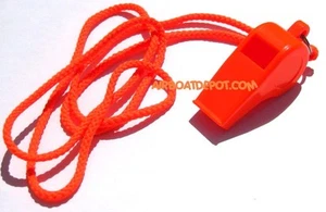 SAFETY WHISTLE #58300 W/Lanyard & Ring, Pea-less, Orange, Meets USCG, Each - Picture 1 of 2