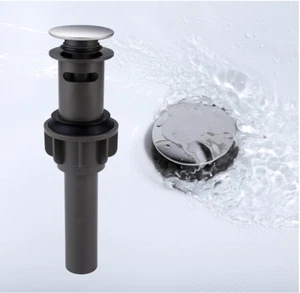 Push and Seal Pop Up Drain Stopper with Overflow for bath Sink polished chrome - Picture 1 of 6
