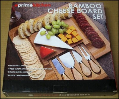 Juego de Tablero de Queso de Bambú Prime Kitchen Nuevo Plato de Fiesta Cubiertos para Fiestas Foto 1 de 3