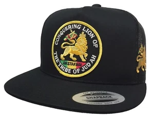 Löwe von Juda 2 Logos Hut schwarzes Netz Rastafari Te he Stamm von Juda erobern - Bild 1 von 6