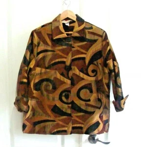 PAINTED PONY Jacket Blazer Woman's siz M Tapestry Multicolored Black Brown Gold - Picture 1 of 11