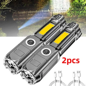 2 × Rechargeable 990000LM LED Flashlight Tactical Super Bright Torch Zoomable AU - Picture 1 of 11