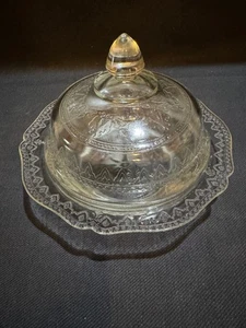 Vintage Federal Glass Patrician Spoke Clear Butter Dish Depression Glass - Picture 1 of 7
