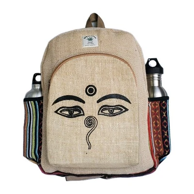 Mochila grande bordada de cáñamo puro Foto 1 de 4