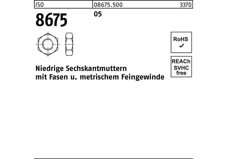 Reyher Sechskantmutter ISO 8675 m.Fasen M 14 x 1,5 5 - Bild 1 von 1