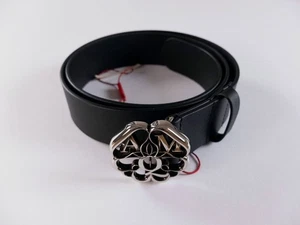 ALEXANDER MCQUEEN black Seal logo buckle leather belt Size 95 / 38 authentic - Picture 1 of 6