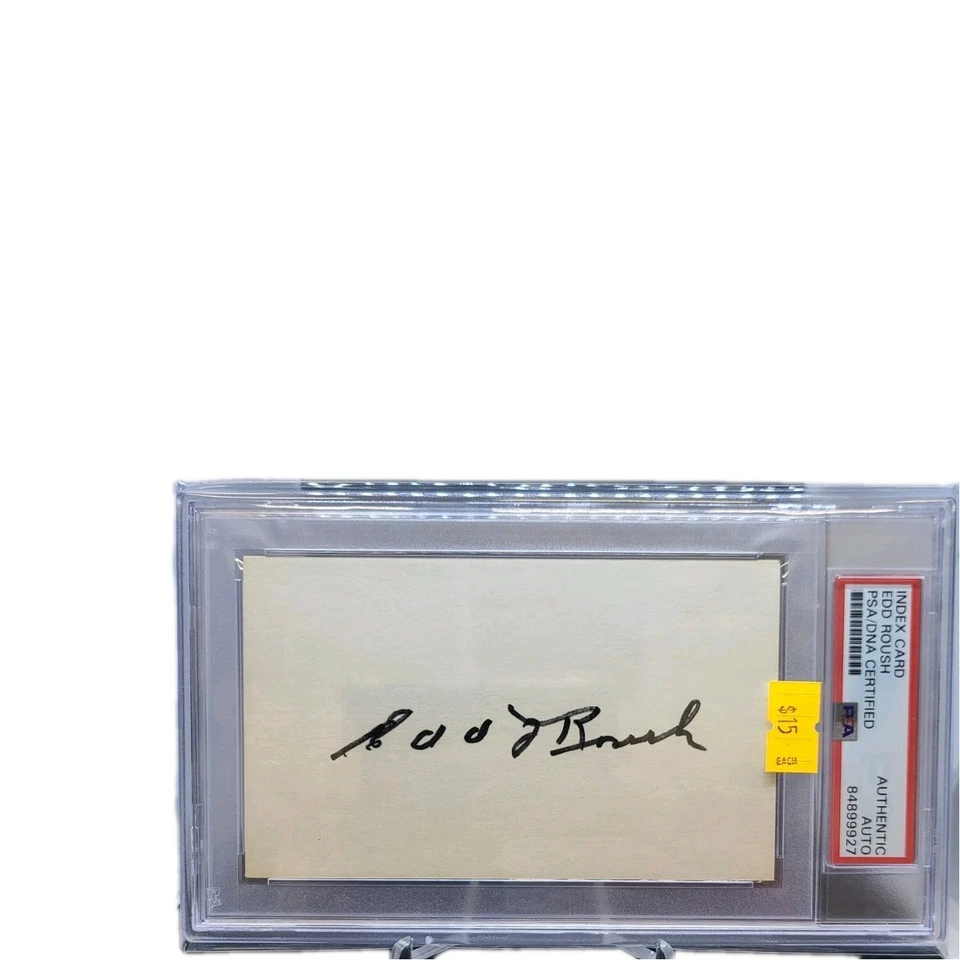 Edd Roush Signed Index Card PSA/DNA Certified - Image 1 of 1