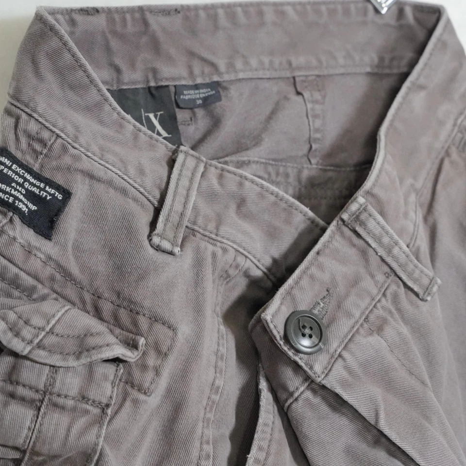 Bermuda cargo Armani Exchange masculina tamanho 30W cinza botão mosca 10" bolsos anos 90 como - Imagem 1 de 4