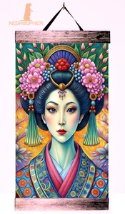 Rollo de pared de lona personalizado de 12"x18" geisha japonesa madera maciza ws20 - Imagen 1 de 2