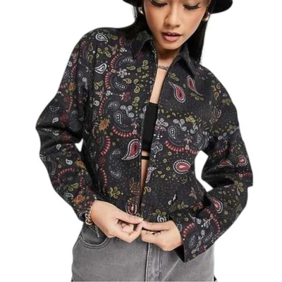 Dickies Reworked Eisenhower Crop 夹克 尺寸 XS 黑色佩斯利 — 第 1/4 张图片