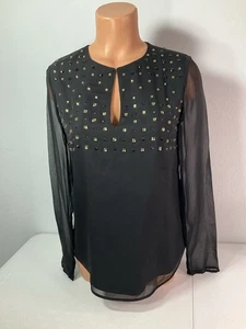 Blusa DIANE VON FURSTENBERG Seda Negra Tachonada Bling. Forrado. Talla 2. Excel. Estado. - Imagen 1 de 11
