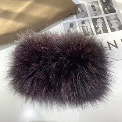 Diadema para mujer genuina de piel de mapache tejida calentador de cuello diadema de piel peluda Foto 1 de 4