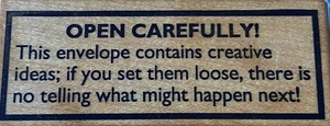 OPEN CAREFULLY! This Envelope Contains Creative Ideas UM Rubber Stamp Meer Image - Picture 1 of 2