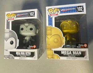 Funko Pop Mega Man Lot (Gold und Silber) #102 Gamestop Exclusive Siehe Bilder - Bild 1 von 9