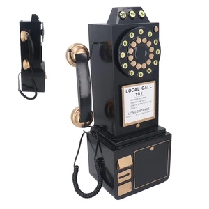 Vintage Telephone Model Wall Mounted Fashionable Dial Landline Phone Ornament Fo - Bild 1 von 23