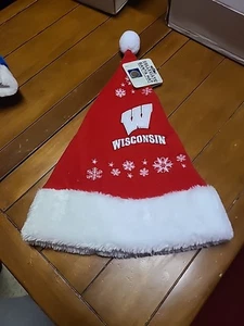 New WISCONSIN BADGERS Cap SANTA HAT CHRISTMAS NCAA Basketball Football  - Picture 1 of 3
