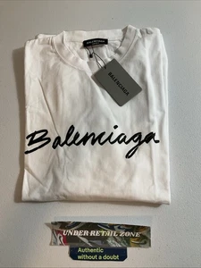 Camiseta blanca con logotipo de escritura Balenciaga talla S nueva con etiquetas - Imagen 1 de 4