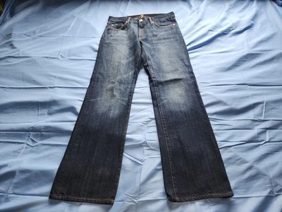 7 FOR ALL MANKIND "A "POCKET MEN'S STRAIGHT LEG BOOTCUT DENIM DARK BLUE JEANS... - Image 1 of 4