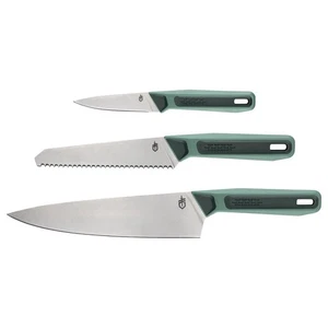 GERBER COMPLEAT KNIFE SET FULL-SIZE KITCHEN KNIVES WITH GUARDS AND STORAGE POUCH - Picture 1 of 9