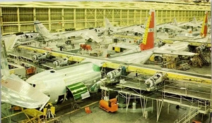 Vintage Airplane Postcard Lockheed Interior Aircraft Plant Marietta Georgia - Picture 1 of 3