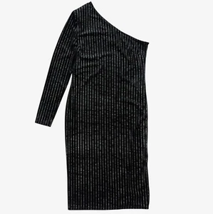 TOPSHOP : Velvet One Shoulder Dress With Glittery Stripes : UK14 : WAS: £59!! - Picture 1 of 3