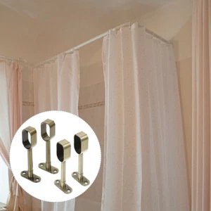 4 Pcs Wardrobe Tube Bracket Closet Clothes Rod Support Curtain Holders Shower - Picture 1 of 10