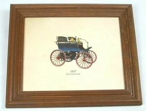 1897 First Oldsmobile Antique Auto Lithograph Print 12x10 Wood Framed in Glass - Picture 1 of 12