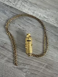 Vintage Max Factor Whistle Heart Design Necklace Solid Perfume Pendant Collector - Picture 1 of 8