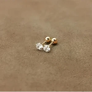 Orecchini in acciaio inox dorato donna zirconi glitter orecchini cristallo gioielli - Foto 1 di 1
