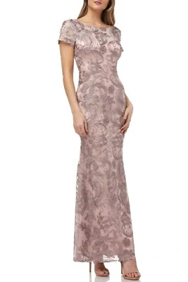 NEW JS Collections Soutache Trumpet Gown in Maple Sugar - Size 6 #MD675 - Image 1 of 4