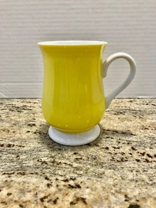 Fitz and Floyd Yellow & White Mug Cup Pedestal Footed MCMLXXV 1975 Vintage - Picture 1 of 6