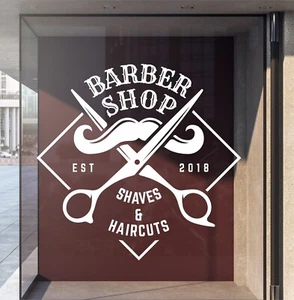 Pegatina para ventana de barbería letrero frontal personalizada calcomanía salón peluquero moderno x - Imagen 1 de 5
