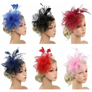 Fascinator Hat Alice Headband Clip Tea Party Headband Feathers Hair Clip - Picture 1 of 28