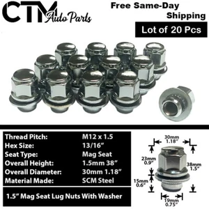 20x Chrome Mitsubishi OEM Factory Mag Style 12x1.5 Replacement Lug Nut MR455707 - Picture 1 of 3