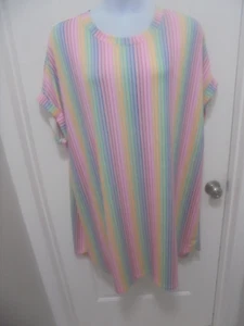 Crown & Ivy Womens Multi Color Stripes Dolman Sleeves Crew Neck Dress Size 3X - Picture 1 of 6