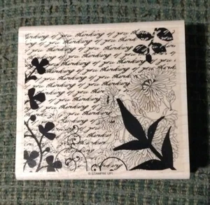 Stampin Up Rubber Stamp Thinking of You Floral and Words Background  - Picture 1 of 2
