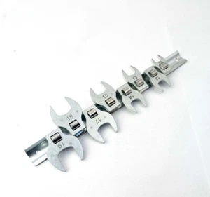 8pc 3/8" Dr Cr-V Flare Nut Crowfoot Wrench with Rail Set Metric 10-19mm - Picture 1 of 3